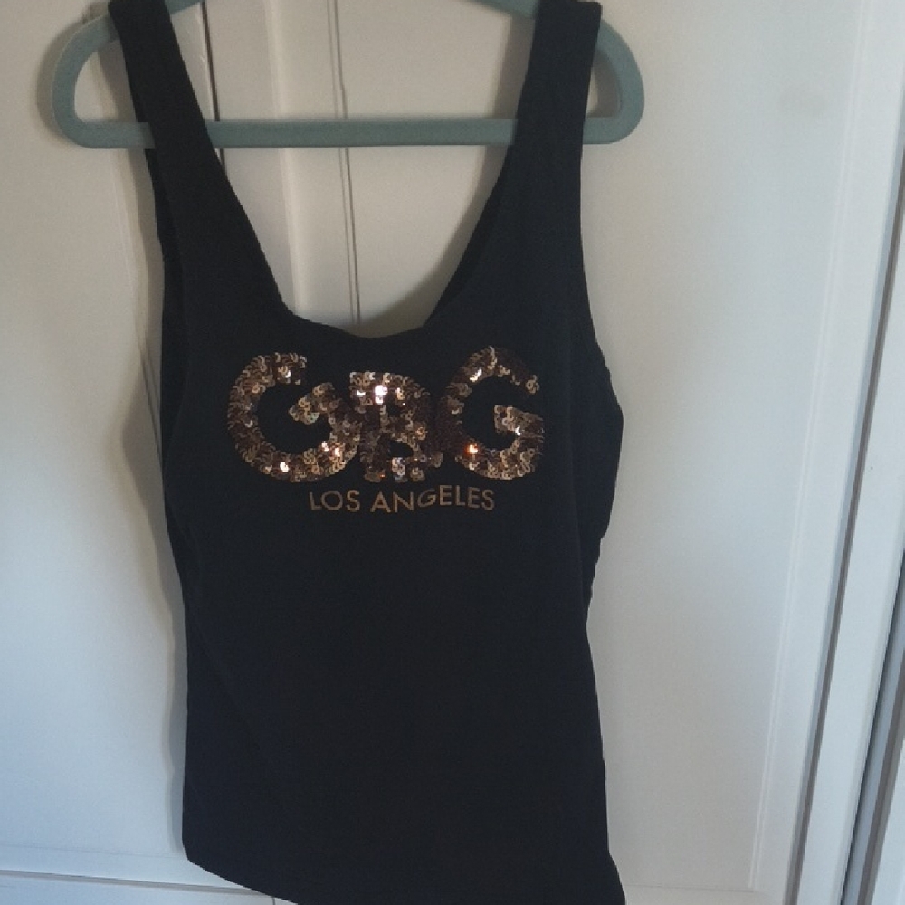 G by Guess Black Tank with Gold Sequin G&G Logo